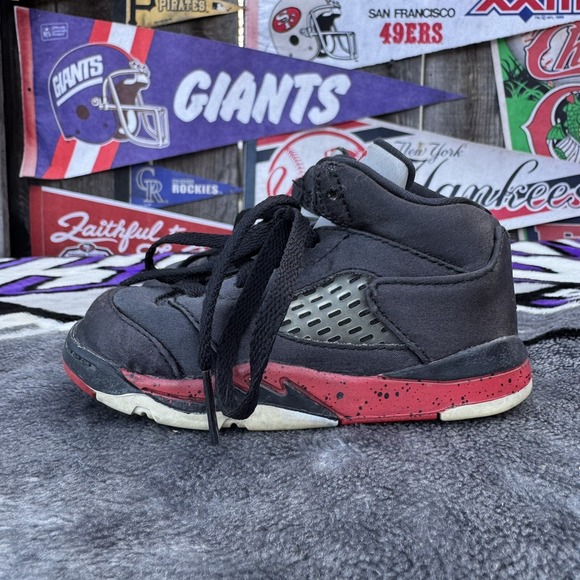 Shoes | Size 7c Air Jordan Toddler Kids Sneakers Black Red Low Top Lace ...